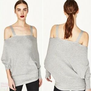 New Zara off shoulder asymmetric knit sweater